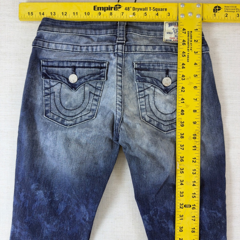 True Religion Skinny Jeans Blue Acid Wash Horseshoe Pocket Denim Pants - Picture 5 of 14